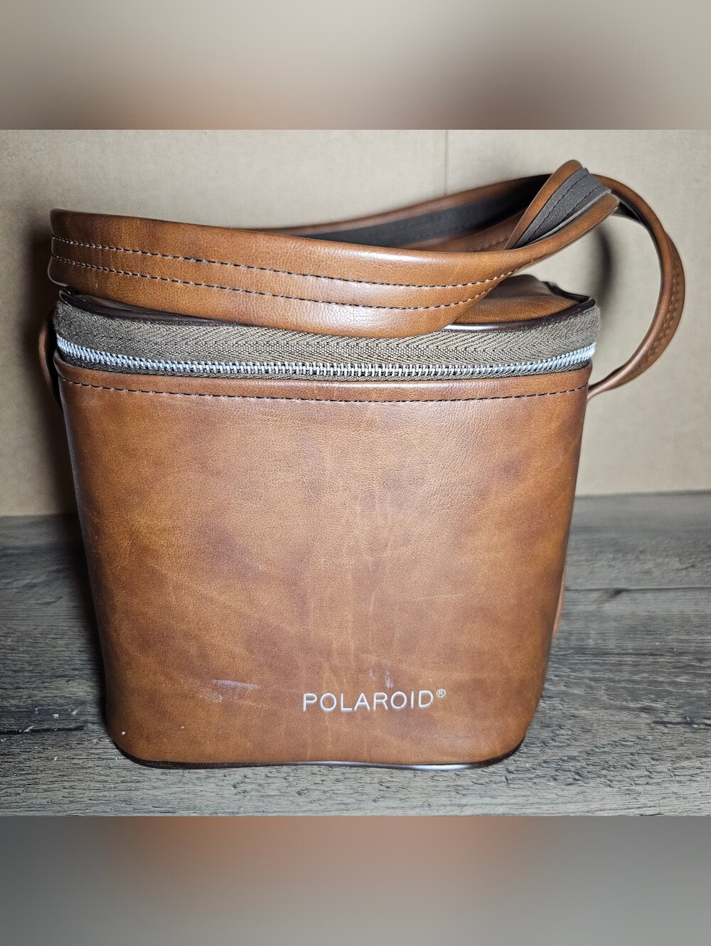 Vintage Polaroid Faux Leather Camera Bag for Polaroid 600 Camera Brown